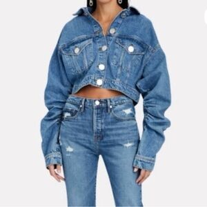 Frame Denim Blue Cropped Jean Jacket